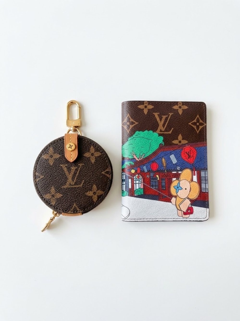Brown Monogram Passport Cover & Coin Pouch bundle